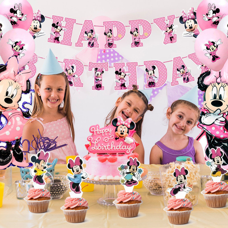 Trousse de 29 décorations pour une fête d'anniversaire Minnie Mouse pour enfants