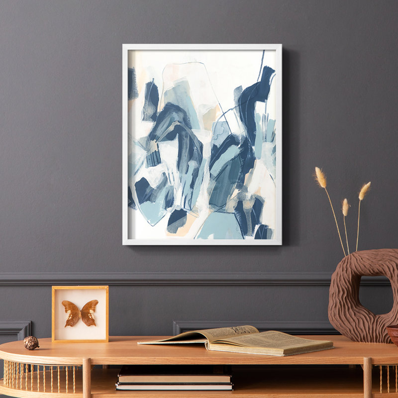 «Interlocking Melody II», reproduction encadrée - bois massif, Blanc, H 10 po x l 8 po