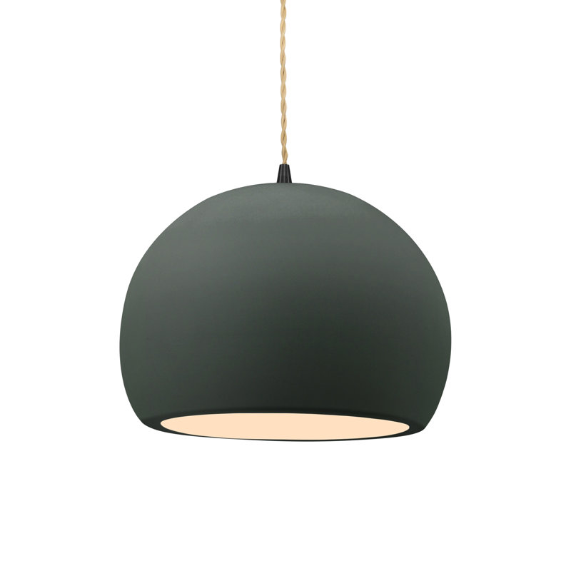 Luminaire suspendu à 1 lumière Aschwin, H 7,75 po x l 10 po x P 10 po, Étain, vert, Matte Black
