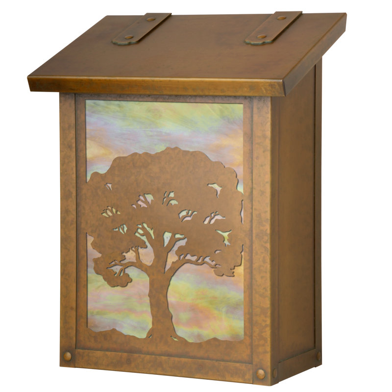 Boîte aux lettres murale verical chêne tree, Or irisé, Laiton chaleureux
