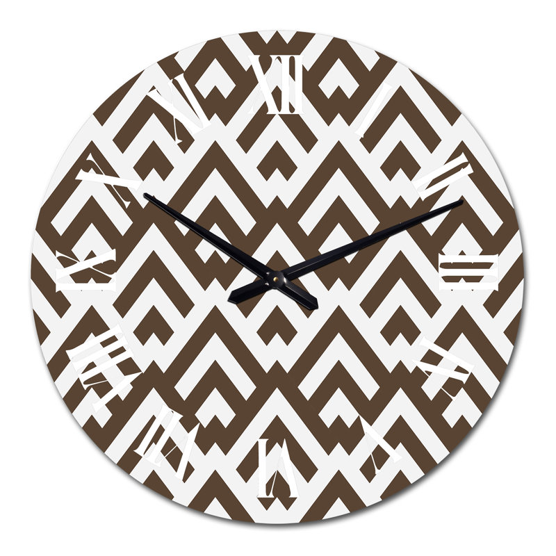 Géométrie triangulaire brun foncé - horloge murale moderne, Moyen