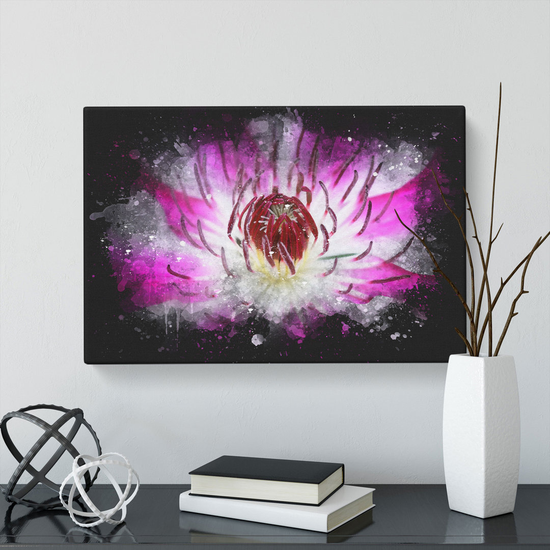 Pink Clematis Flower - Wrapped Canvas