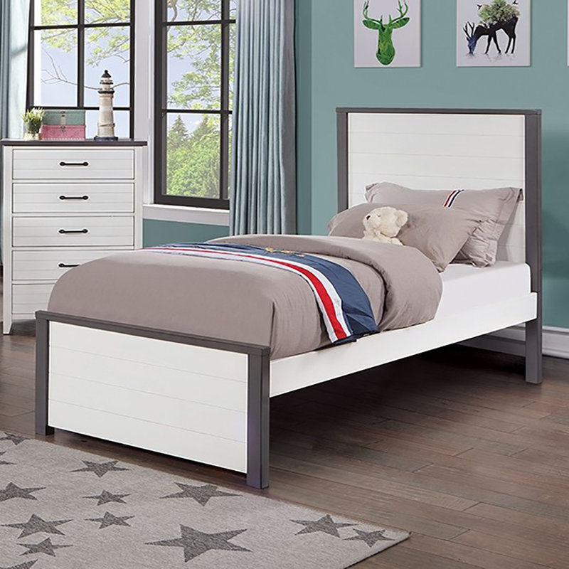 Lit simple, blanc / gris, Simple