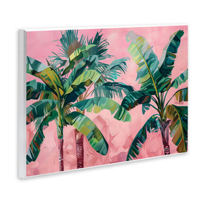 Plaque de palmier sur une plaque murale rose, design par LSR Design Studio