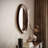35"x32" Irregular Wall Mirror, Red-brown Walnut Wood Bathroom Mirror,HD Shatterproof Glass, Wall Mounted Asymmetrical Mirror,Vertical/Horizontal