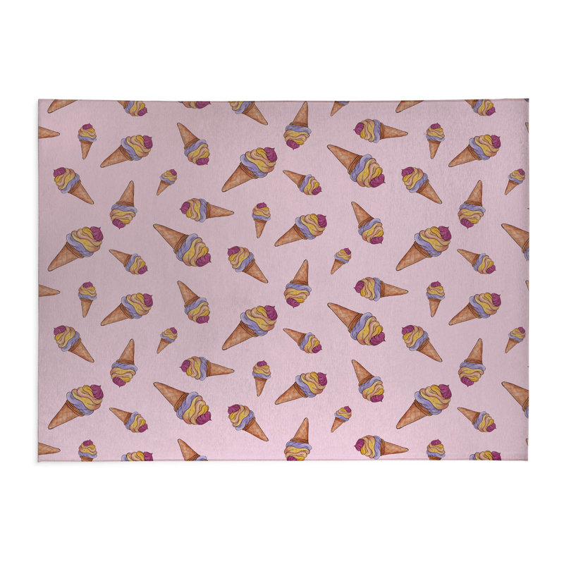Tapis de cuisine antidérapant Summer Ice Cream, Rectangulaire 2 pi x 3 pi, Rose