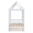 Twin Size Wood House Bed with Twin Trundle, Rustic Wooden Daybed, Crisp White