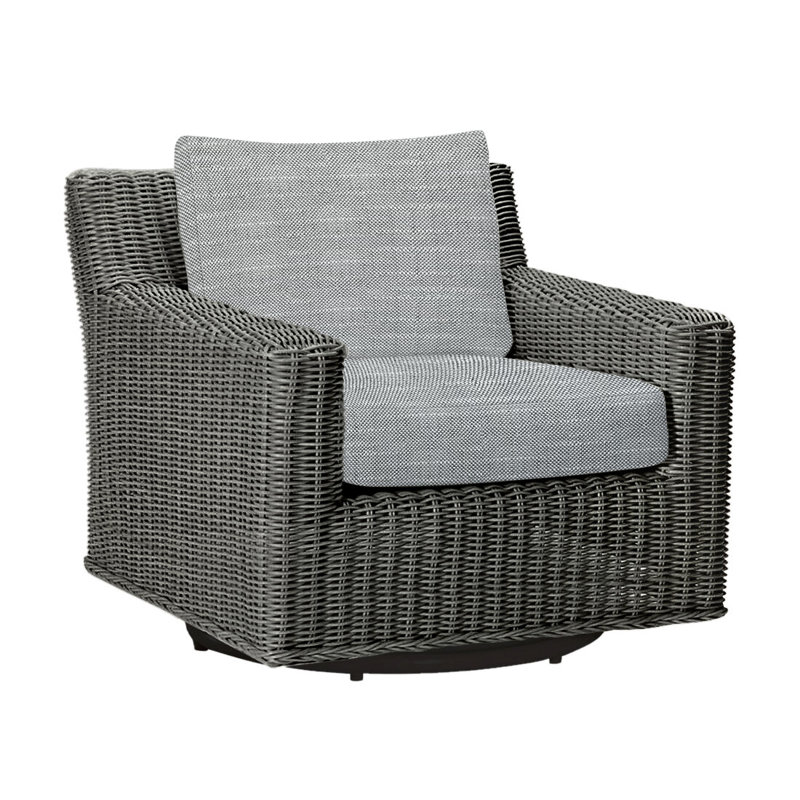 Fauteuil rustique tissé pivotant (sans haut-parleur) gris ardoise, Gris ardoise, InsideOut® Rollo ‑ lin argent