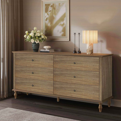 6-Drawer Storage Chest with Self-Closing Slides,Metal Copper Handles for Safe and Stylish Storage