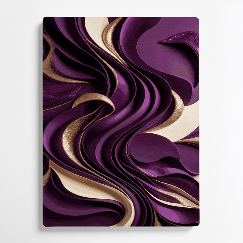 Abstrait formes 27, art mural en métal mauve, H 20 po x l 24 po