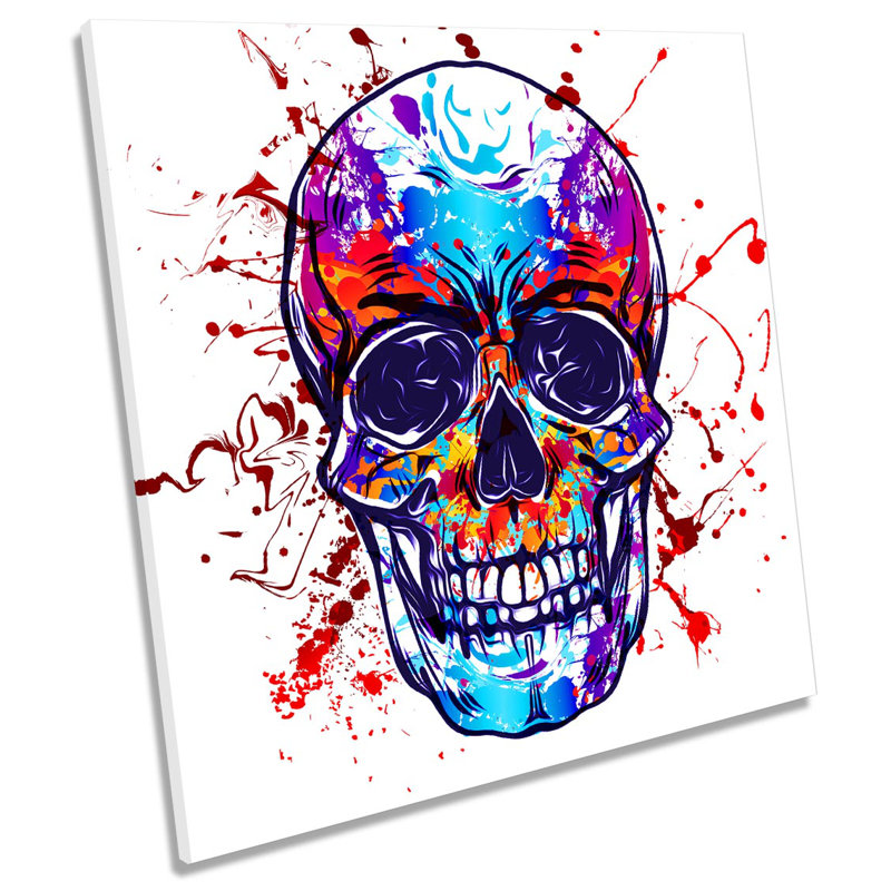Skull Graffiti Face Picture - Wrapped Canvas Art Prints, 60cm H x 60cm W x 2cm D
