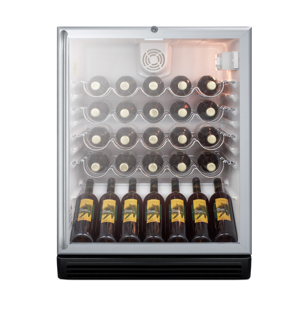 Summit Appliance Single Zone 23.63'' Freestanding 36 Bottle Wine Refrigerator with Reversible Door | Fridge.com