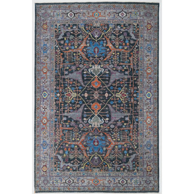 Tapis Farahan noué à la main 6 x 9 po, tapis en laine afghane, tapis oriental géométrique, tapis traditionnel fait à la main, décor classique foncé