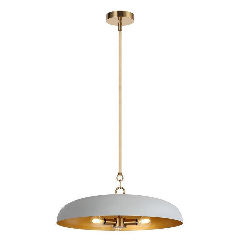Luminaire suspendu pour îlot de cuisine à dôme simple 20 po à 3 lumières Lysander, Gris clair