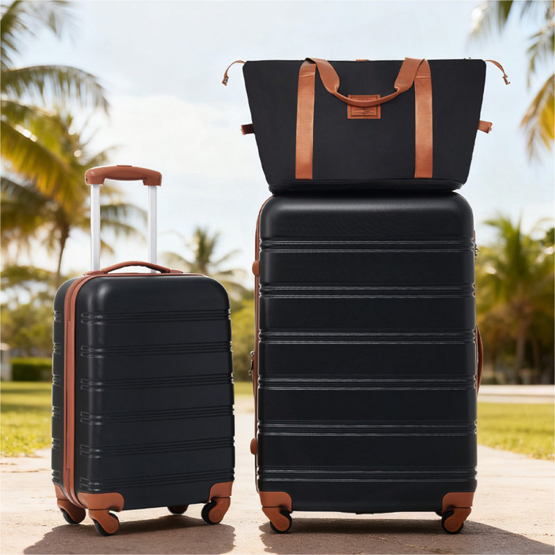Valise Hardshell 2 pièces + valise à roulettes avec verrou TSA léger 20 po + 28 po