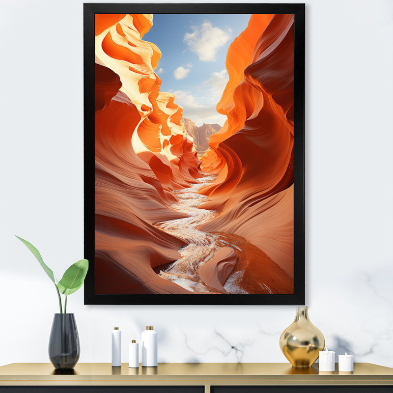 «Beige Blue Canyon Mirage II», reproduction d'art sur toile, H 20 po x l 12 po x P 1 po, Cadre photo noir
