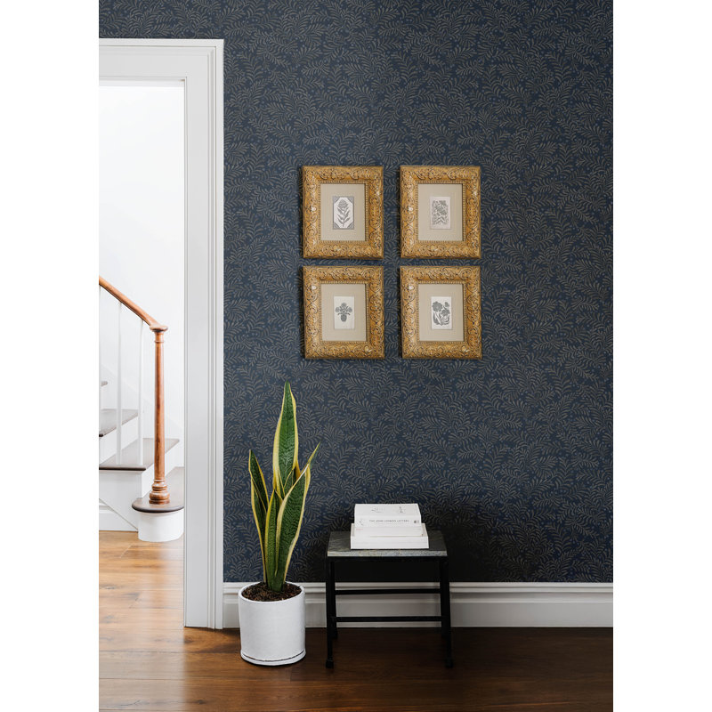 Papier peint branches de baies de sauge Chrysantha, Bleu