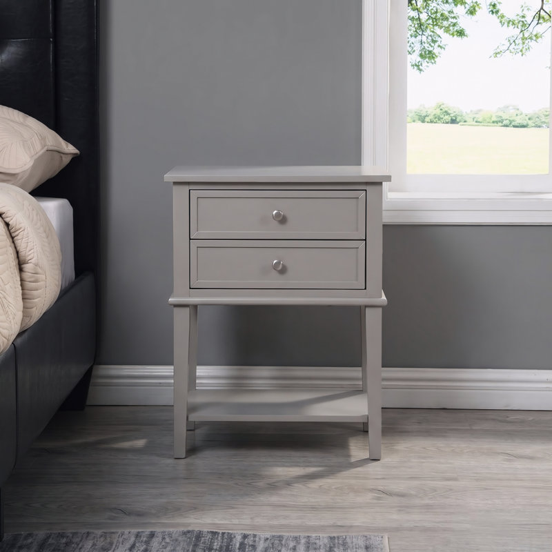 Zeist Silver Champagne Nightstand Set Of 2, Silver Champagne