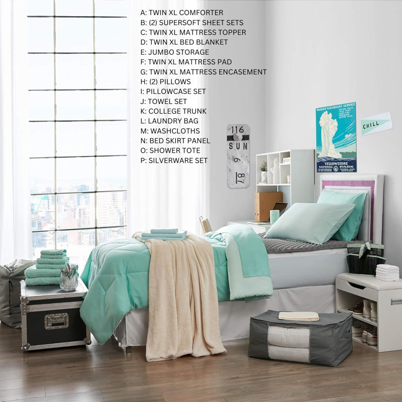  Ensemble de literie réversible DormCo 42 pièces DormCo, Soupçon de menthe / yucca