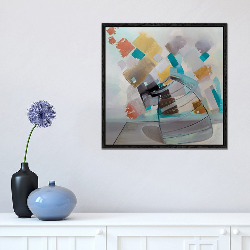 Table Top I by Pamela Staker - Painting on Canvas, 45.72 cm H x 45.72 cm W, Black Framed
