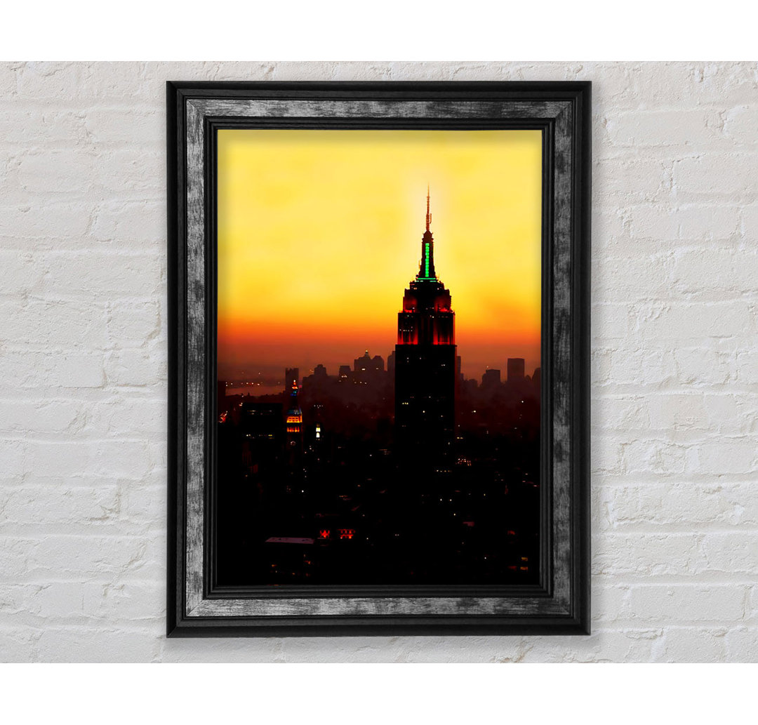 New York City Empire State Building Orange Glow - Einzelner Bilderrahmen Kunstdrucke