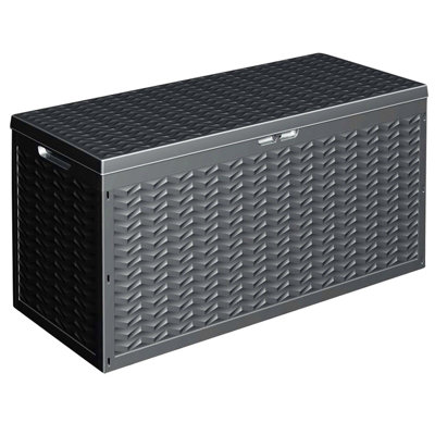 Symple Stuff 120cm W 320L Water Resistant Plastic Lockable Deck Box in Black
