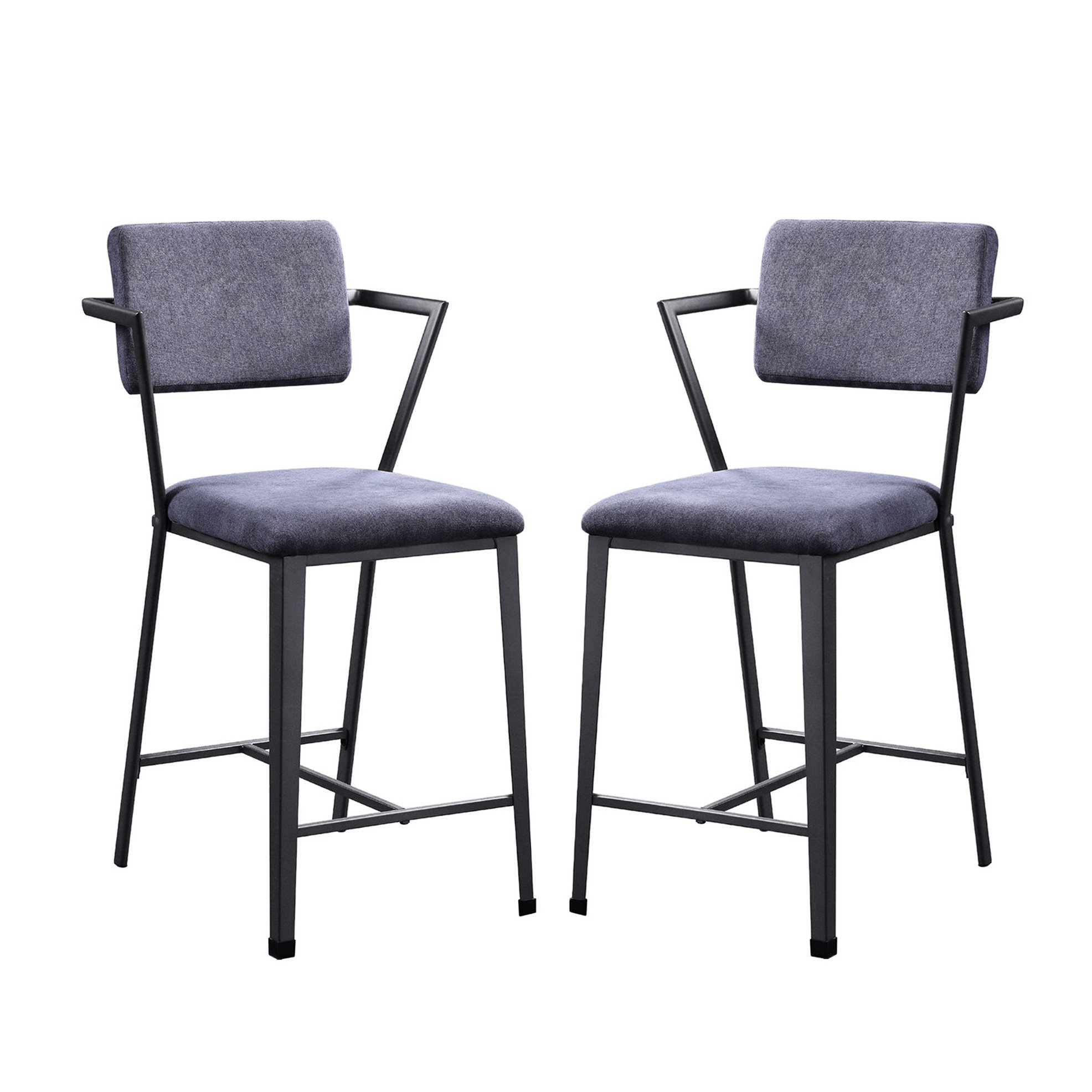 Red Barrel Studio® Of 2 Counter Height Chairs With Gunmetal Metal Frame ...