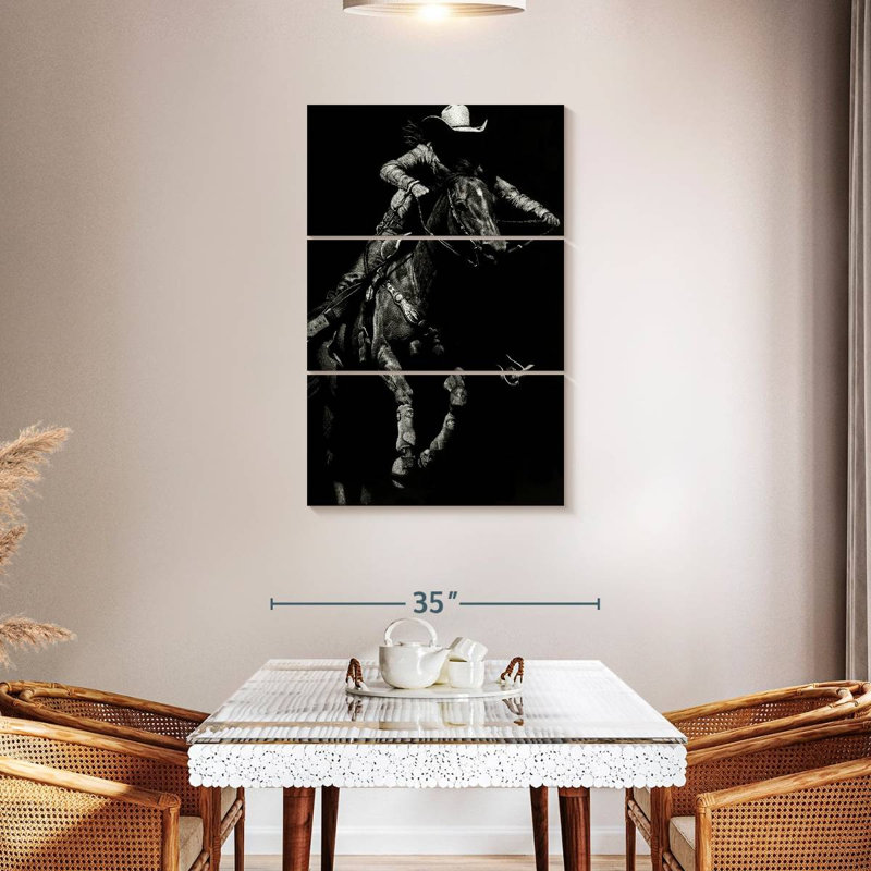 Lelar Scratchboard Rodeo IV, 45" H x 28" W