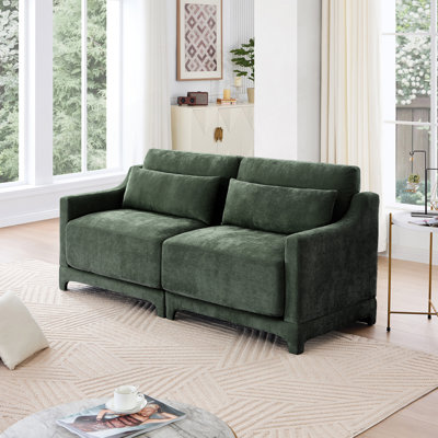 Élégant canapé à deux places avec coussins lombaires, conception ergonomique et installation facile pour une utilisation polyvalente dans les chambres et les salons.
