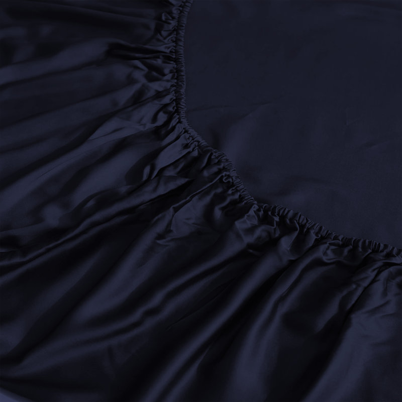 Lall Microfiber Brushed 25cm Deep Fitted Bed Sheet, Navy, Single (3')