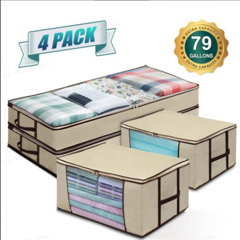 Clothes Storage, Foldable Blanket Storage Bag (Set of 4)
