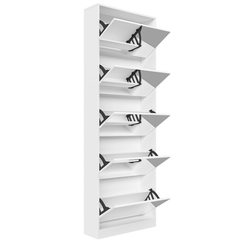 Modern Shoe Storage Cabinet with Mirror for Narrow Corridor and Entryway