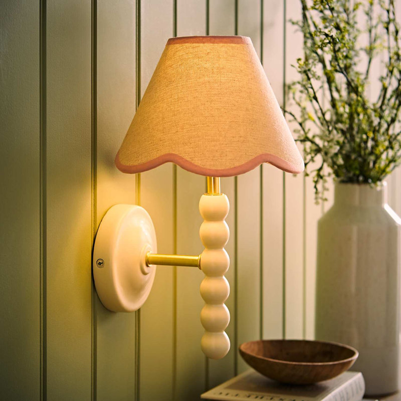 Algimanta Manufactured Wood Wallchiere, Cream/Pink, 32cm H x 19cm W x 21cm D, Satin
