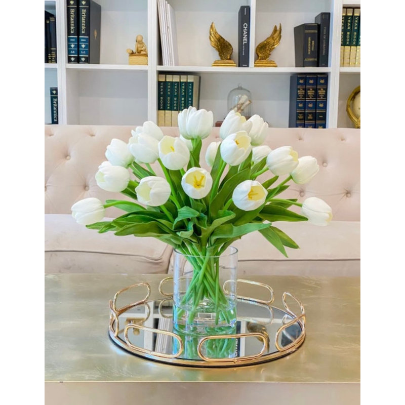 Large 22 Tulip 17 Inch French Floral Arrangement In Vase