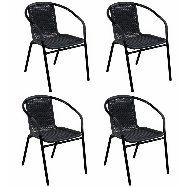 Fauteuil de patio empilable Mariyha, Noir