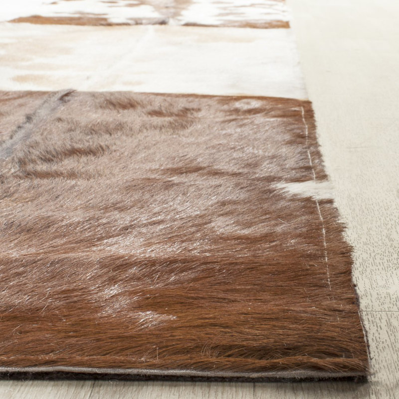Tapis ivoire / brun clair tissé à plat à la main Fazeley, Rectangle 5 pi x 8 pi
