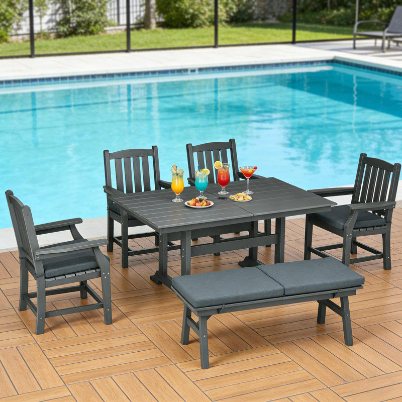 Outdoor Table and Chairs Furniture Set,6 Pieces Garden Dining Set,Patio Conversation Furniture Set(Not Included Umbrella)
