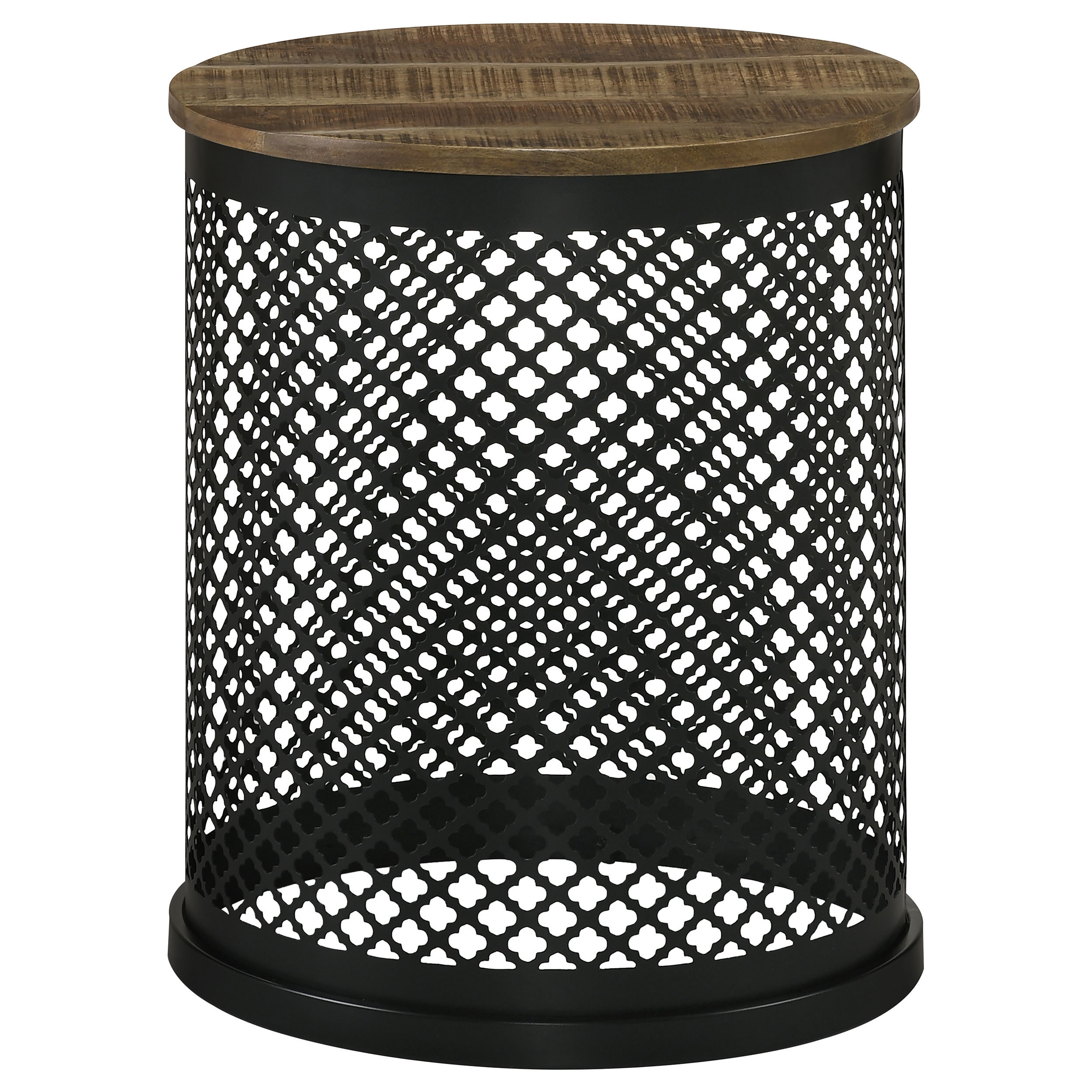 17 Stories Aurora Round Drum Base Accent Side Table Natural and Black ...