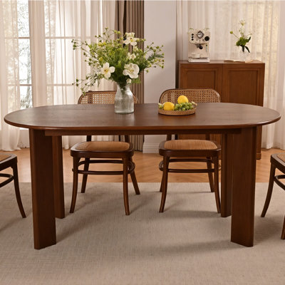 67“L×33.5"W Oval Wood Dining Table Kitchen Table with 4 Legs
