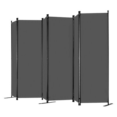 Paravent gris à 6 panneaux, écran d'intimité portatif, cloison autoportante pour différentes pièces, tissu de haute qualité, structure en fer, rangement simple pliant gris, différentes occasions, fiabilité rapide