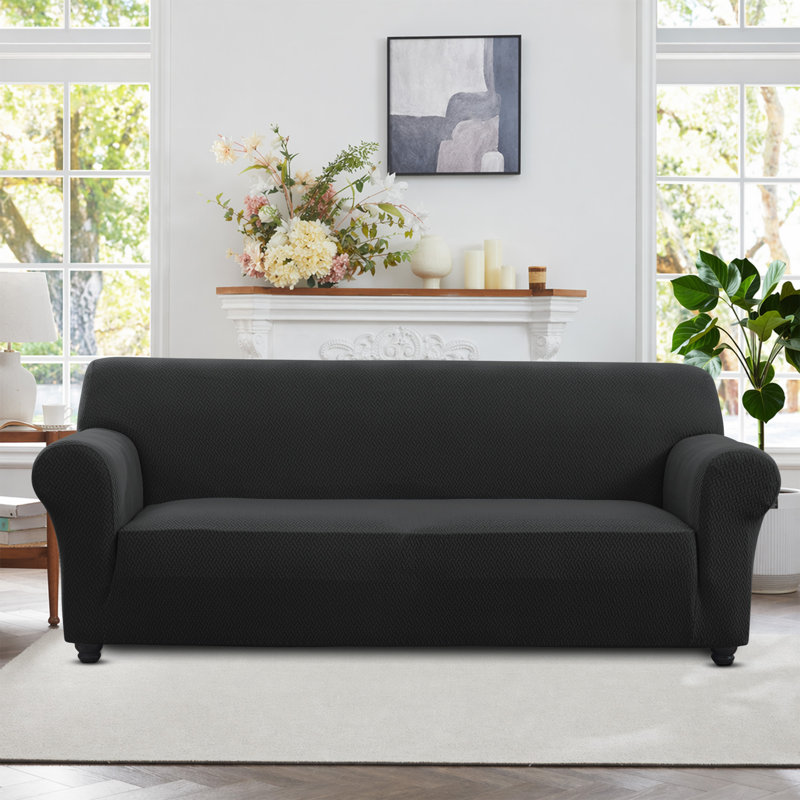 LUXURY NEW SPANDEX FURNITURE SOFA PROTECTOR 4 SEATER, Black
