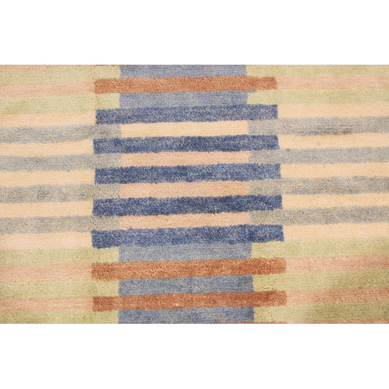 Hand Knotted Wool Geometric Area Rug, Rectangle 5' x 8'