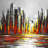 Abstract skyline - 32"x32" art on canvas