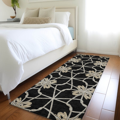Premium Machine Washable Prisco Black Rug