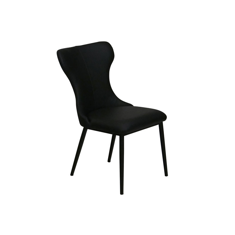 Chaise rembourrée en cuir Ihno, Noir