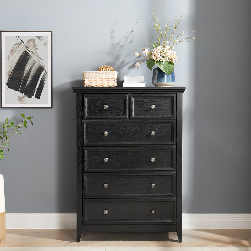 Commode 6 tiroirs Modern, Noir