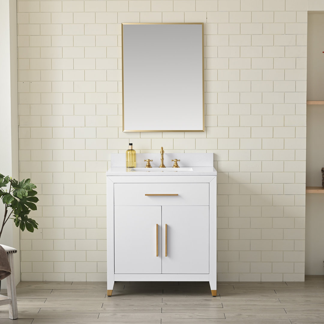 Maddison 30'' Single Bathroom Vanity with Engineered Stone Top and Backsplash Willa Arlo™ Interiors Base 