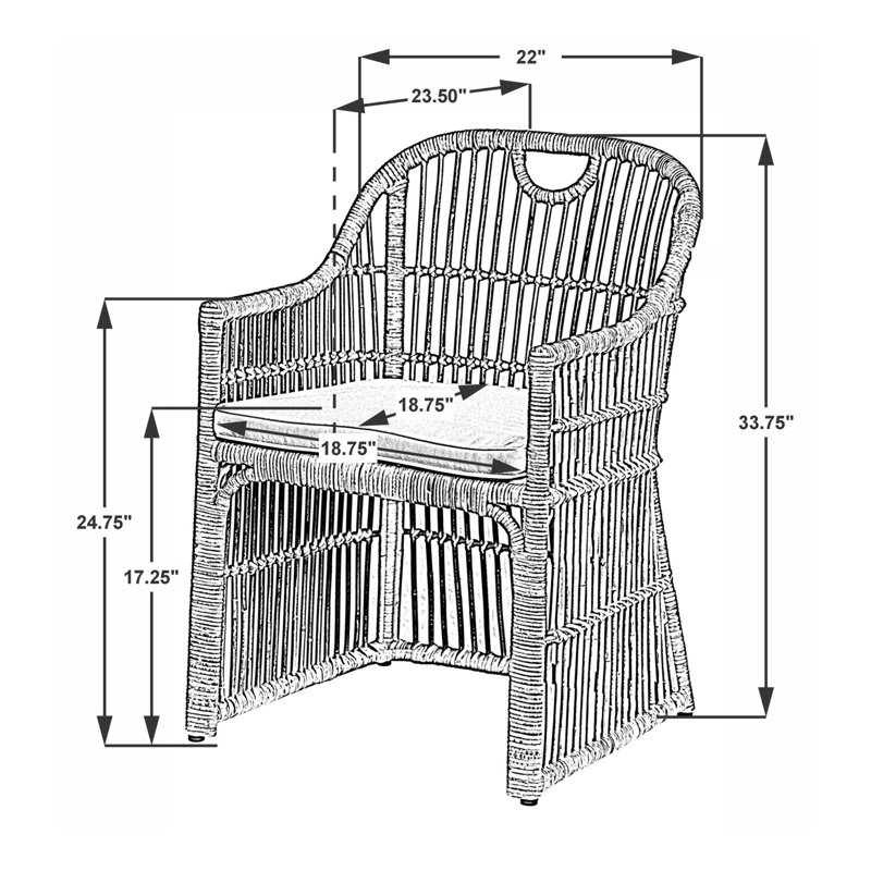Theo Rattan Arm Chair with Cushion
