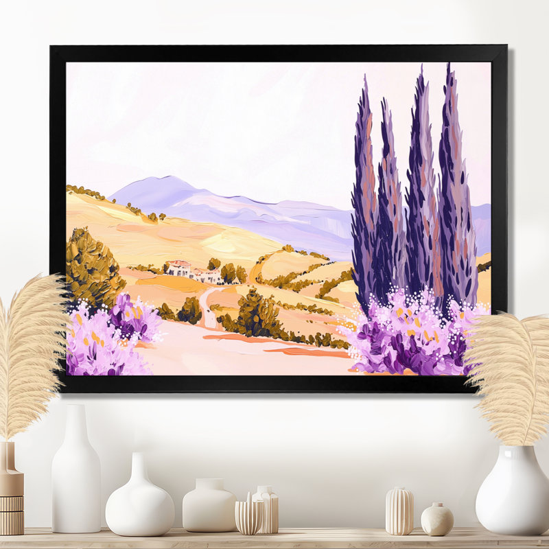 «Lavender Fields In France III», impression d'art mural lavande, H 12 po x l 20 po, Noir