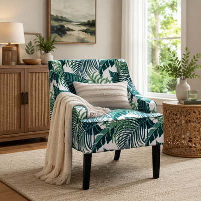 Chaise d'appoint rembourrée polyvalente avec accoudoirs encastrés, pieds avant fuselés et pieds arrière évasés pour la salle à manger de la chambre du vestibule